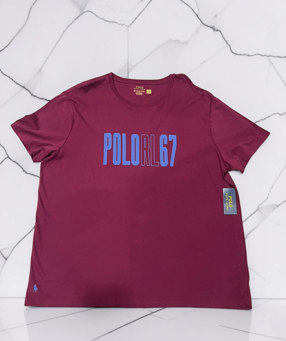 Polo Ralph Lauren Men’s XXL T-Shirt Burgundy POLO RL67 Logo Graphic Tee NWT